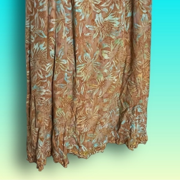 NOMADIC Traders Brown Green Floral Shift A-Line Tunic Tank Dress Medium - Picture 8 of 15